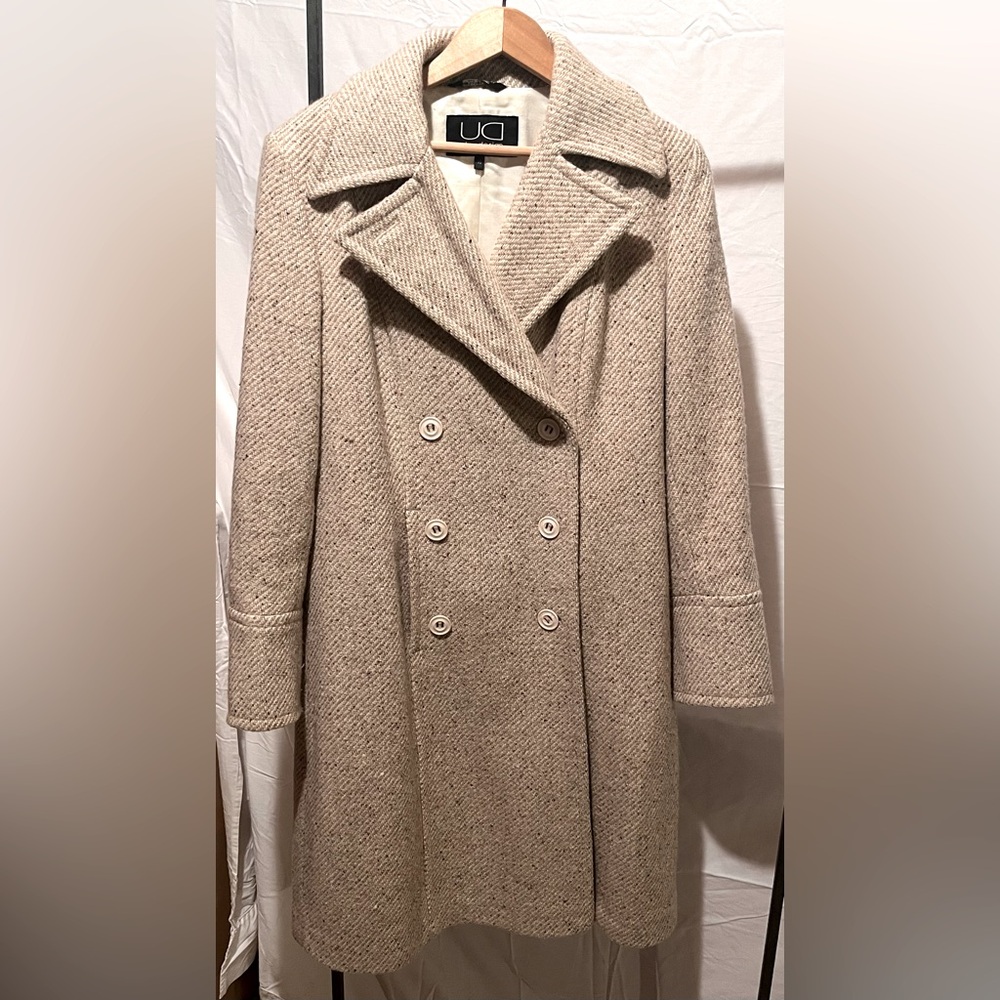 Utex Women's Cream Double-Breasted Coat